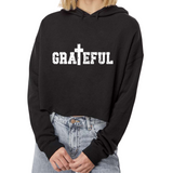 Womens Cropped Hoodie Grateful Print Womens Cropped Hoodie Grateful Print
