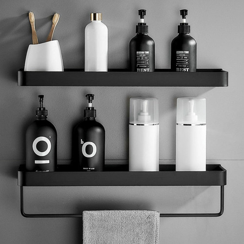 Bathroom Shelf No Drill Organizer Shower Storage Rack Black Corner