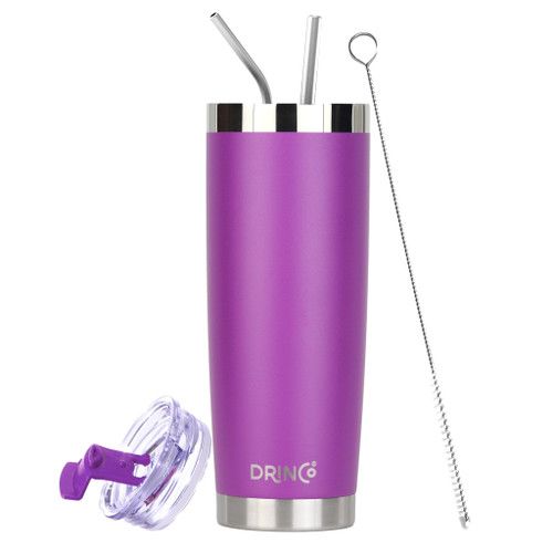 DRINCO® 20oz Insulated Tumbler w/Spill Proof Lid 2 Straws(Purple) DRINCO® 20oz Insulated Tumbler w/Spill Proof Lid 2 Straws(Purple)