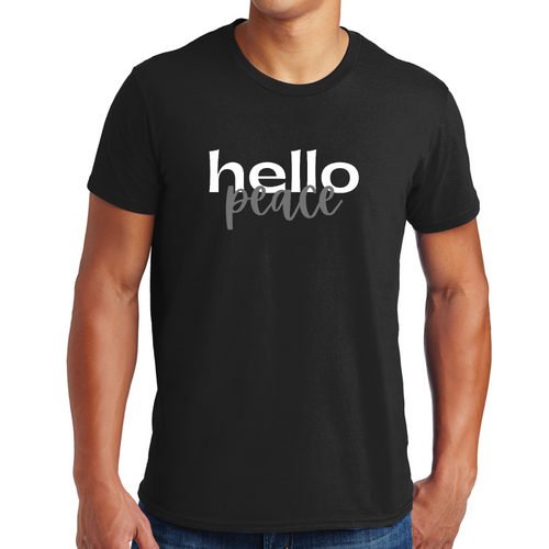 Mens Graphic T-shirt Hello Peace White and Gray