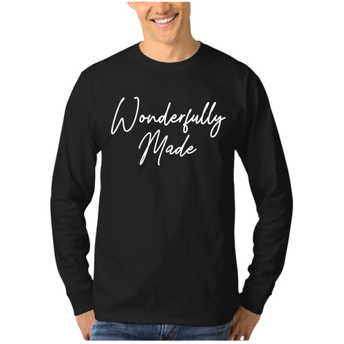 Mens Long Sleeve Graphic T-shirt Wonderfully Made