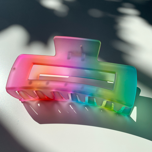 Velvet Claws Hair Clip | The Rainbow in Rectangular | Claw Clip in