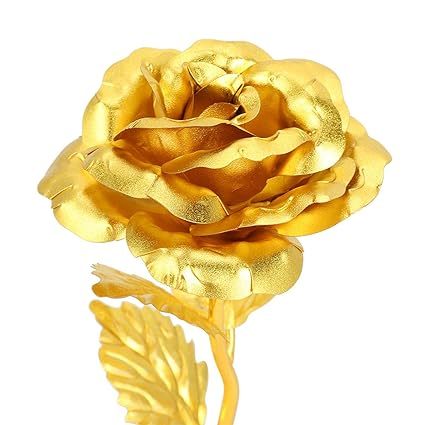 Gold Forever Preserved Rose Long Stem Dipped Rose Handcrafted Gift