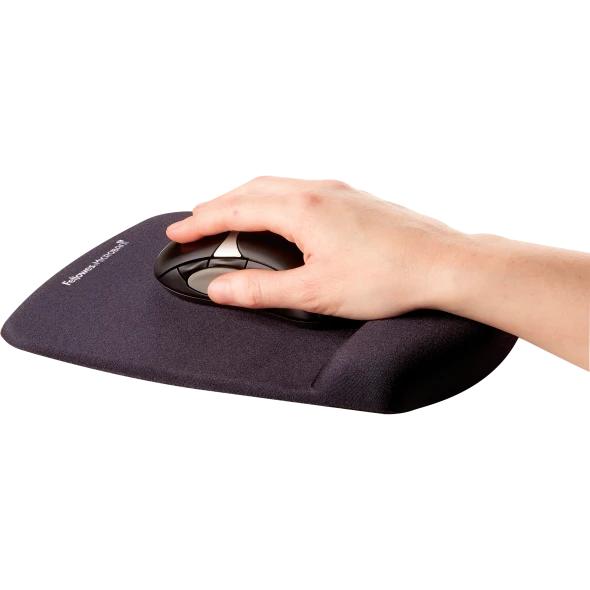 Fellowes PlushTouch Foam Mouse Pad Wrist Support with MICROBAN - Black