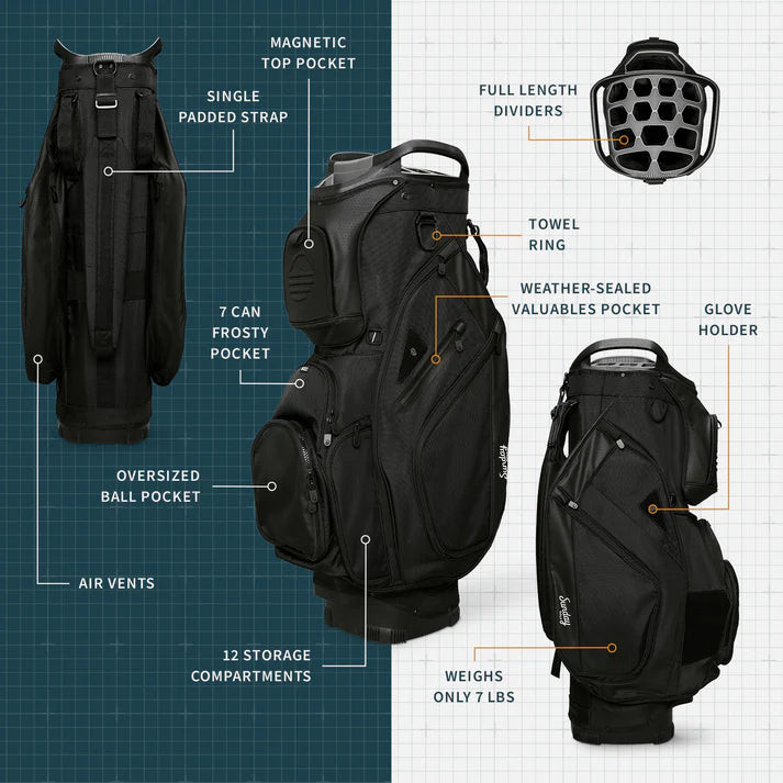 Sunday Golf Big Rig Cart Bag Matte Black