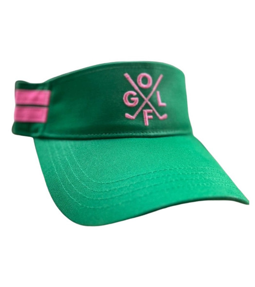 Embroidered Golf Visor for Women Green and Hot Pink
