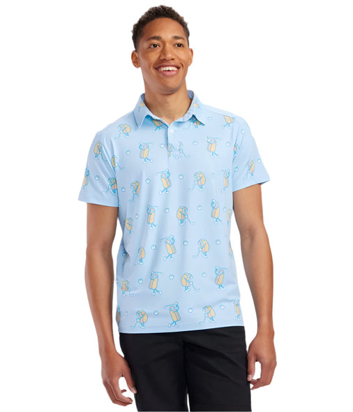 Tipsy Elves Sizzlin' Swing Mens Golf Polo Front On Body Tipsy Elves Sizzlin' Swing Mens Golf Polo Front On Body