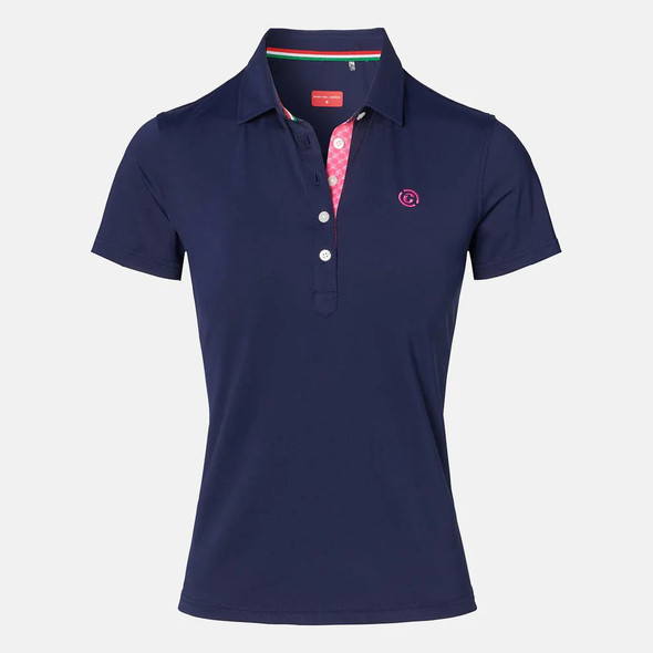 Duca Del Cosma Bianca Womens Golf Polo Navy Blue Pink