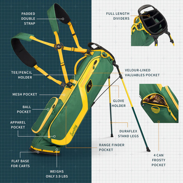 Sunday Golf El Camino Golf Stand Bag Grellow (Bag Height 34") Sunday Golf El Camino Golf Stand Bag Grellow (Bag Height 34")