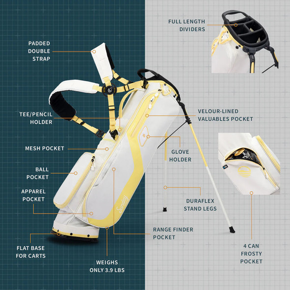 Sunday Golf El Camino Stand Bag Mindy Lemon Bag Height 34" Sunday Golf El Camino Stand Bag Mindy Lemon Bag Height 34"