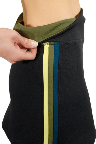 Pirdie Foreplay Golf Skirt (14") Black with Accents of Olive and Yellow