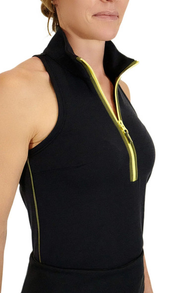 Pirdie The Back Nine Womens Golf Zip Up Black Pirdie The Back Nine Womens Golf Zip Up Black