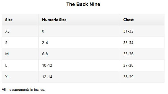 Pirdie Golf The Back Nine Sleeveless Golf Polo Sizing Chart Pirdie Golf The Back Nine Sleeveless Golf Polo Sizing Chart