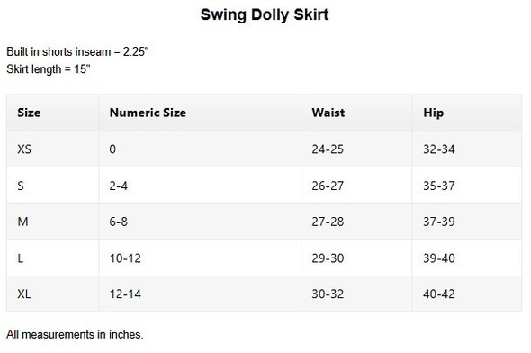 Pirdie Golf Womens Swing Dolly Skirt Sizing Chart Pirdie Golf Womens Swing Dolly Skirt Sizing Chart