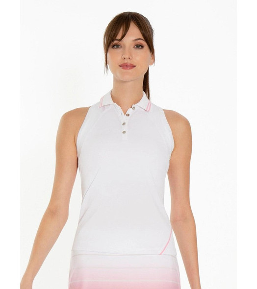 Inphorm Plumeria Sleeveless Polo White