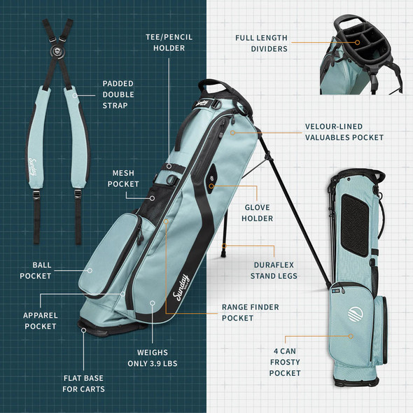 Sunday Golf El Camino Golf Stand Bag Seafoam (Bag Height 34") Sunday Golf El Camino Golf Stand Bag Seafoam (Bag Height 34")