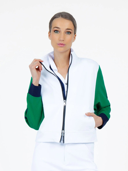 InPhorm Sofia Dolman Knit Golf Jacket White/Ivy Womens InPhorm Sofia Dolman Knit Golf Jacket White/Ivy Womens