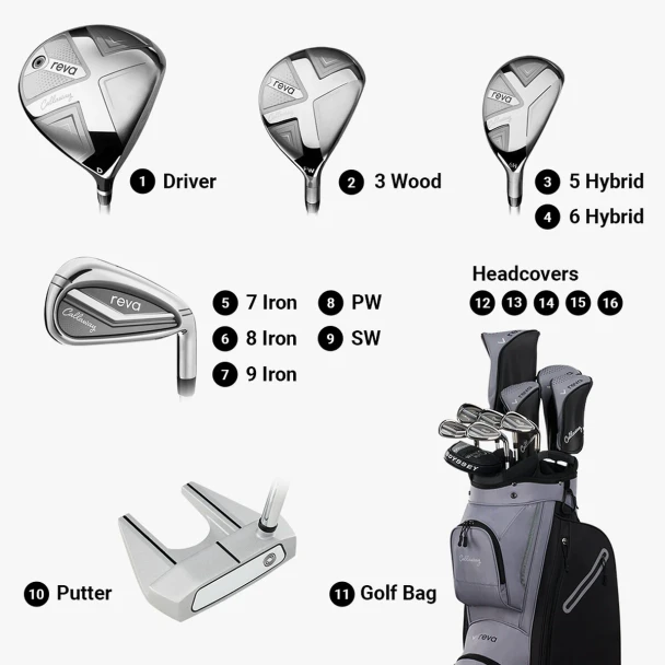 Callaway Reva '26 10 Club Womens Golf Set Black - Cart Bag