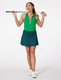 Pirdie The Back Nine Womens Sleeveless Golf Zip Up Kelly Green - Full Body Front