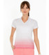 Inphorm Plumeria Collared V-Neck Ombre Shirt