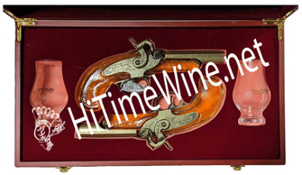 PICTURE OF H. DERINGER PISTOL GIFT SET BOURBON WHISKEY 2 PISTOLS & 2 WHISKEY GLASSES