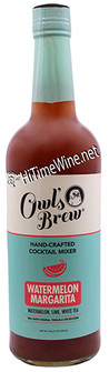 picture of OWLS BREW, HAND CRAFTED COCKTAIL MIXER, WATERMELON MARGARITA, SINGLE 750 milliliter bottle; GLASS BOTTLE.