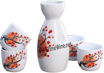 Picture of ORANGE BLOSSOM 5PC CERAMIC SAKE SET