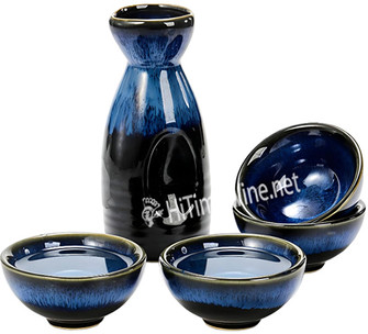 Picture of BLUE / BLACK 5PC CERAMIC SAKE SET