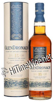 PICTURE OF GLENDRONACH 15 YEAR; TAWNY PORT CASK; 46%; 750 MILLILITER BOTTLE; HIGHLAND SINGLE MALT SCOTCH WHISKY