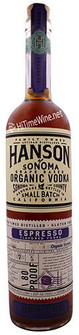 PICTURE OF HANSON ORGANIC ESPRESSO FLAVORED VODKA 750 MILLILITER BOTTLE; MADE FROM GRAPES; SONOMA, CALIFORNIA