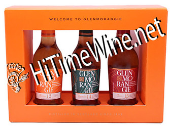 PICTURE OF GLENMORANGIE 3 PACK 100 MILLILITER BOTTLE; THE ORIGNAL 12 YEAR; QUINTA RUBAN 14 YEAR & LASANTA 15 YEAR; SINGLE MALT SCOTCH WHISKY