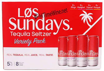 Picture of LOS SUNDAYS TEQUILA SELTZER 8 PACK 12oz CANS 5% ABV MANGO, GRAPEFRUIT, TROPICA, PINEAPPLE