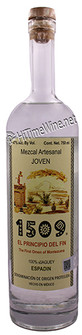 PICTURE OF 1509 MEZCAL ARTISNAL JOVEN CUISHE; 48%, 750 MILLILITER BOTTLE; EL PRINCIPIO DEL FIN; 100% MAGUEY