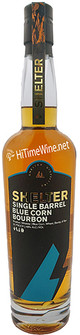 picture of SHELTER DISTILLING SINGLE BARREL BLUE CORN 750 MILLILITER BOTTLE BOURBON WHISKEY, 92 PROOF; MAMMOTH LAKES CA