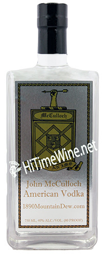 PICTURE OF JOHN MCCULLOCH AMERICAN VODKA; 40%; 750 MILLILITER BOTTLE; 1890 MOUNTAIN DEW