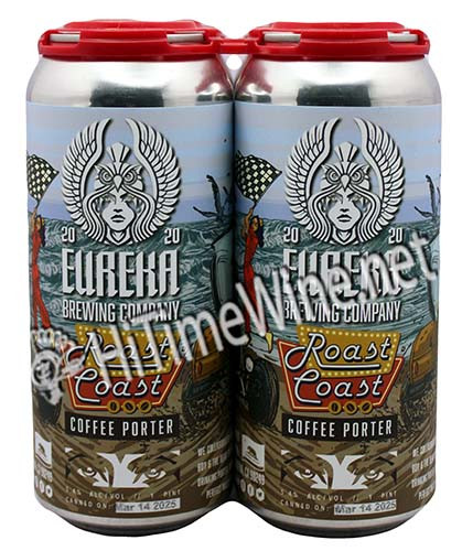 picture of EUREKA BREWING COMPANY, ROAST COAST COFFEE PORTER; 6% ABV; 4 PACK 16 ounce CANS