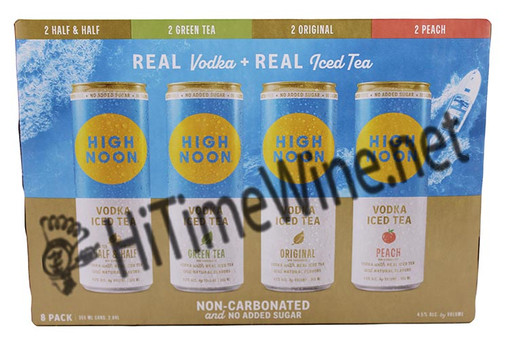 HIGH NOON VODKA ICED TEA, LAKE PACK, 4.5% ABV. 8 PACK 12oz CANS.