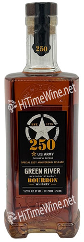 PICTURE OF GREEN RIVER 250TH ANNIVERSARY RELEASE U.S. ARMY; 55.55%; FULL PROOF; KENTUCKY STRAIGHT BOURBON WHISKEY