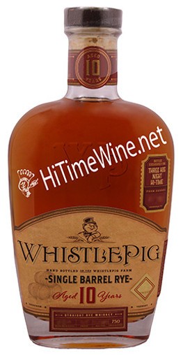 PICTURE OF WHISTLEPIG SINGLE BARREL RYE 10 YEAR; 56.55%; 750 MILLILITER BOTTLE; THREE HOG NIGHT HI-TIME STAFF PICK; B-226109 5/S/2