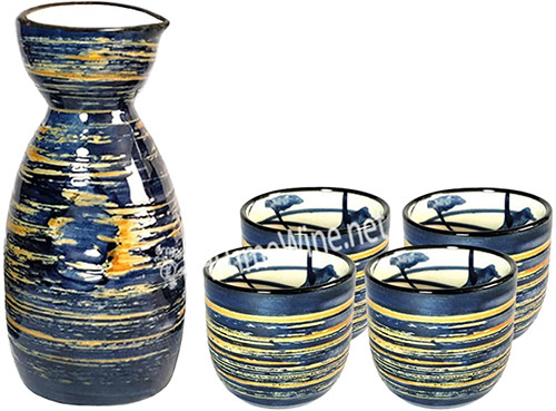 Picture of BLUE WISE 5PC CERAMIC SAKE SET