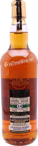 Picture of DUNCAN TAYLOR GLENALLACHIE 14YR SHERRY CASK 54.2% SINGLE CASK 750ML SINGLE MALT SCOTCH WHISKY