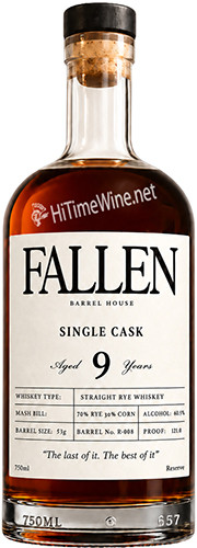 Picture of FALLEN BARREL HOUSE 9YR STRAIGHT RYE WHISKEY 60.5% SINGLE BARREL #R-008 750ML