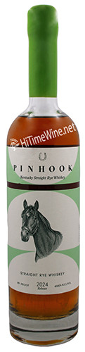 PICTURE OF PINHOOK STRAIGHT RYE WHISKEY; 49.5%, 750 MILLILITER BOTTLE; 2025 FLAGSHIP; H-RYE GREEN WAX UNFILTERED