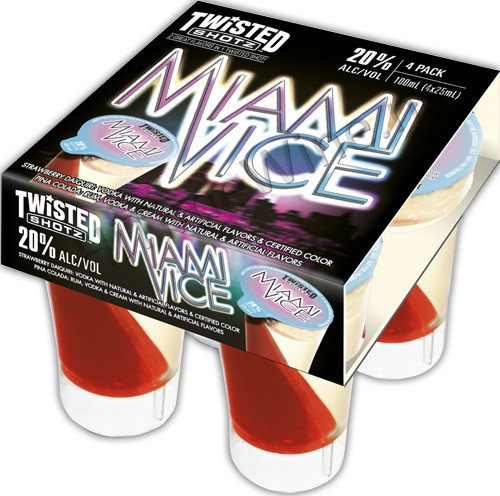Picture of TWISTED SHOTZ MIAMI VICE 18PK STRAWBERRY DAIQURI VODKA & PINA COLADA RUM