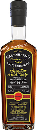 Picture of WM CADENHEAD BEN NEVIS 26YR 51.5% 700ML CHAIRMANS STOCK, CASK STRENGHT - SINGLE MALT SCOTCH WHISKY