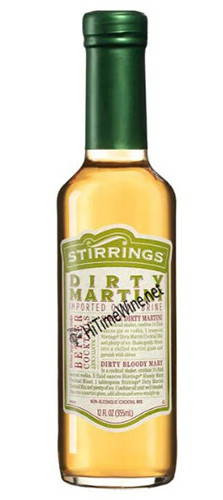 PICTURE OF STIRRINGS DIRTY MARTINI MIX 12OZ WATER, OLIVE JUICE, SALT, LACTIC ACID, NATURAL FLAVOR.