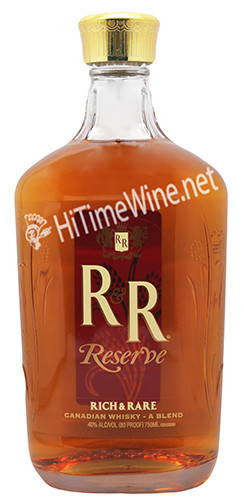 PICTURE OF RICH & RARE RESERVE BLENDED CANADIAN WHISKY; 750 MILLILITER BOTTLE; CLOSE OUT