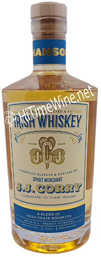 PICTURE OF JJ CORRY IRISH WHISKEY; 750 MILLILITER BOTTLE, HANSON BATCH-1, 92 PROOF; BLEND OF GRAIN WHISKEYS BOTTLED-2020
