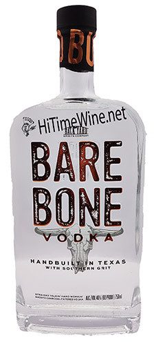 picture of BARE BONE VODKA 40% 750 MILLILITER BOTTLE, BACKYARD SPIRITS CO. HANDBUILT IN TEXAS WITH SOUTHERN GRIT