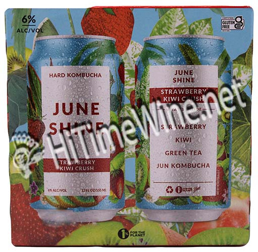 PICTURE OF JUNESHINE, STRAWBERRY KIWI CRUSH; 6% ALCOHOL BY VOLUME, 4 PACK 12 OUNCE CANS